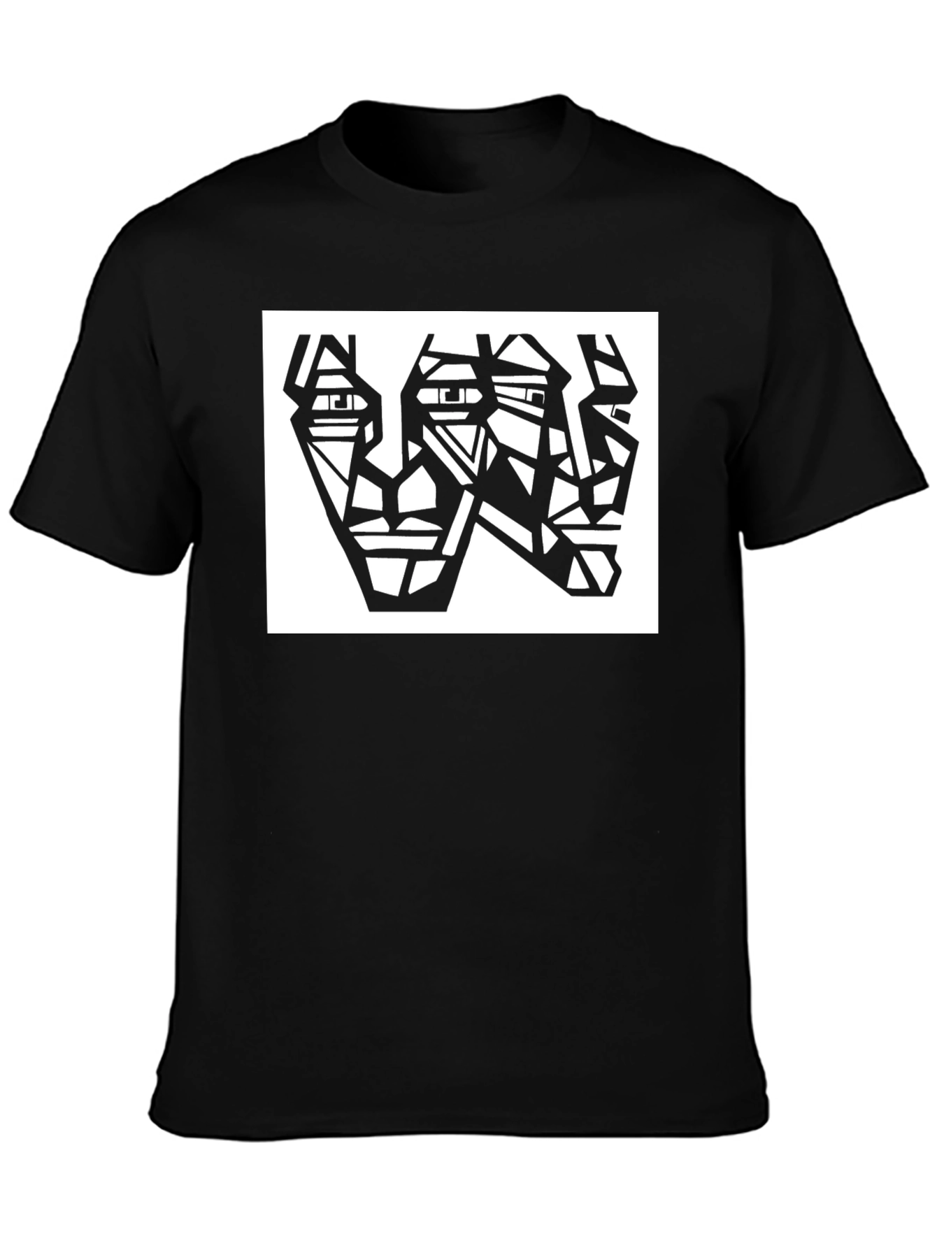 Abstract Faces Black T-Shirt
