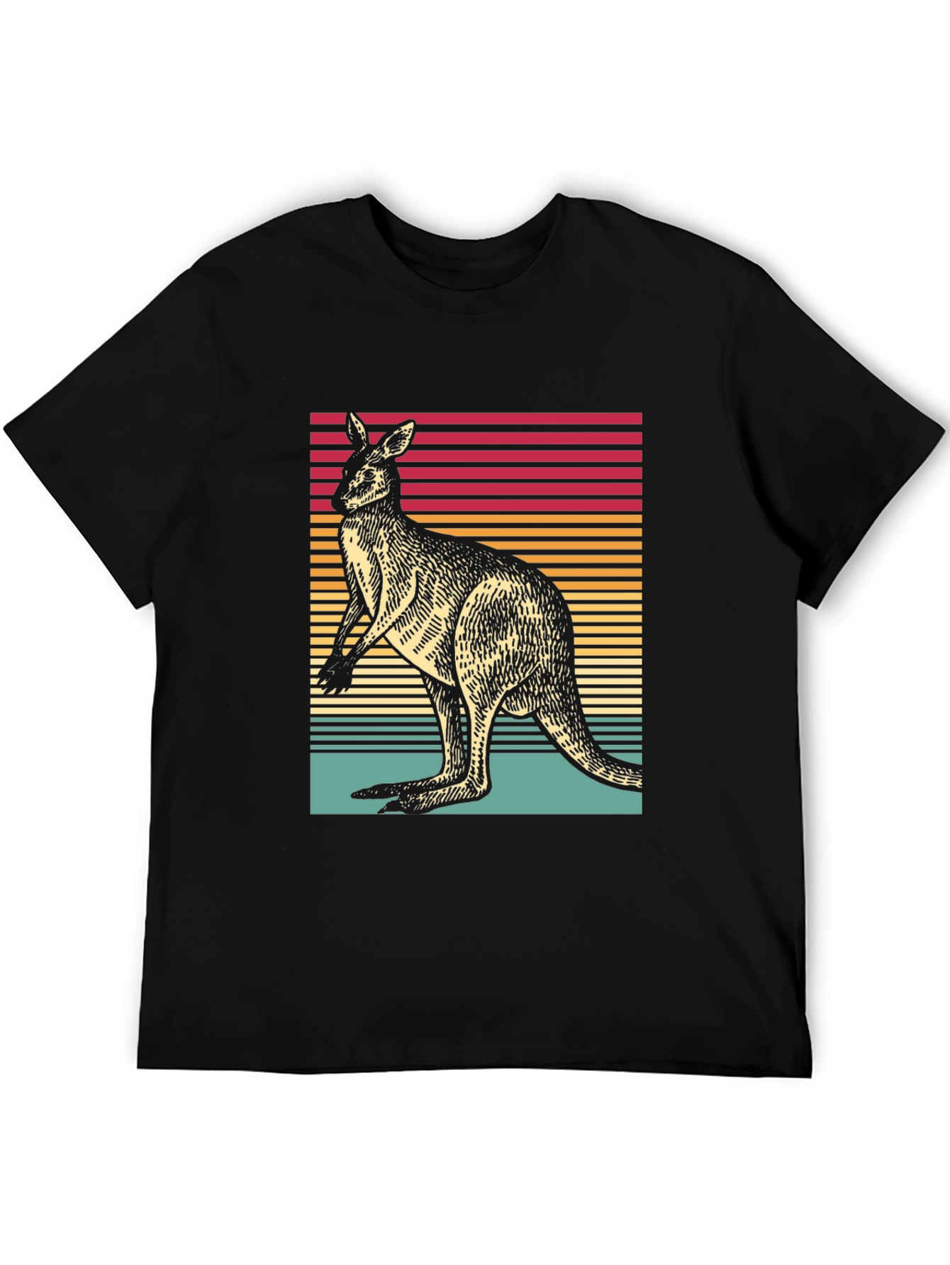 Retro Kangaroo T-Shirt: Vintage Stripe Design