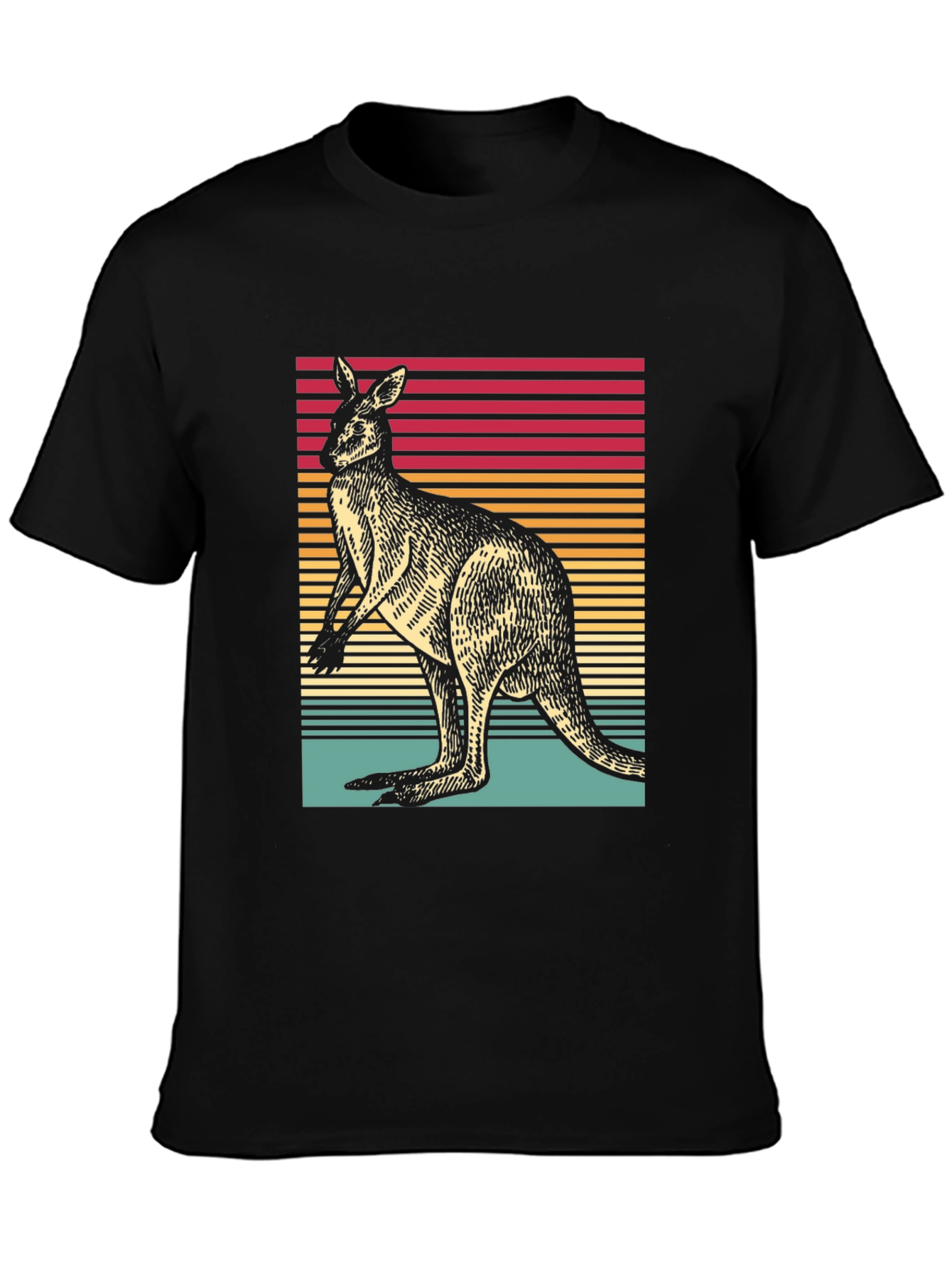 Retro Kangaroo T-Shirt: Vintage Stripe Design