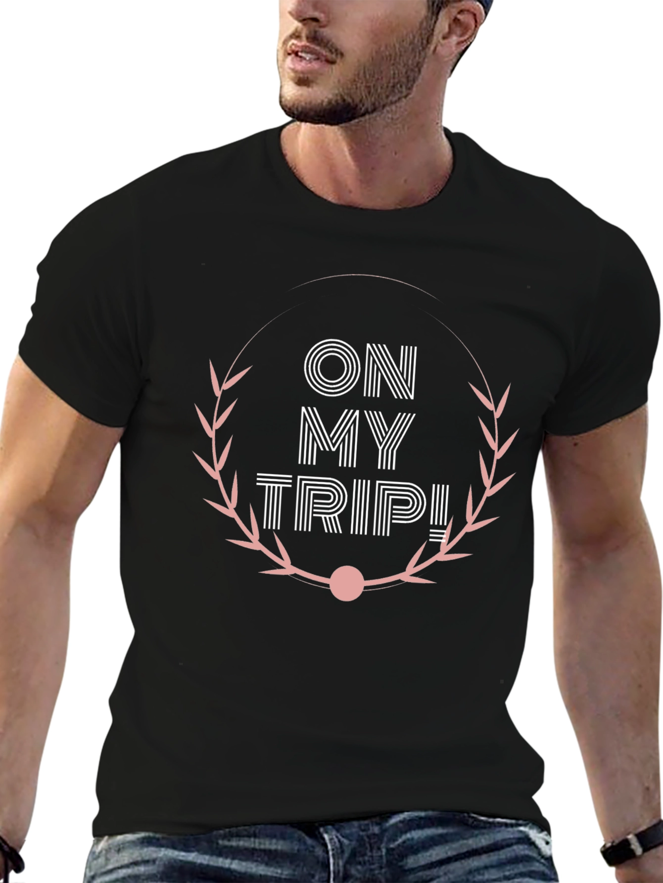 On My Trip! Graphic Tee - Black Cotton T-Shirt