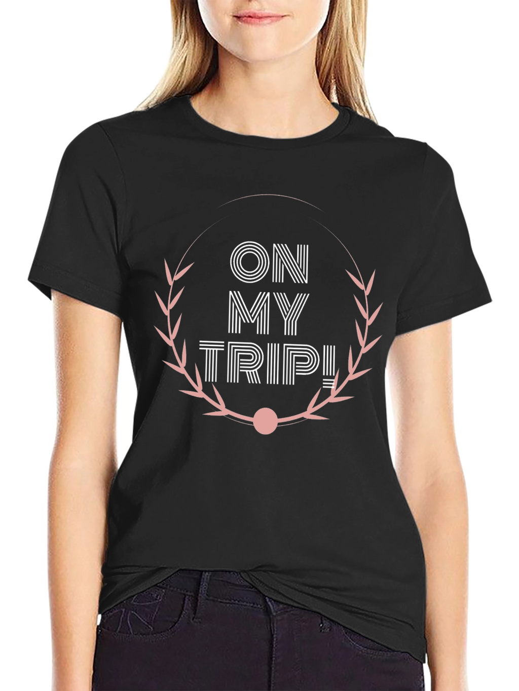 On My Trip! Graphic Tee - Black Cotton T-Shirt