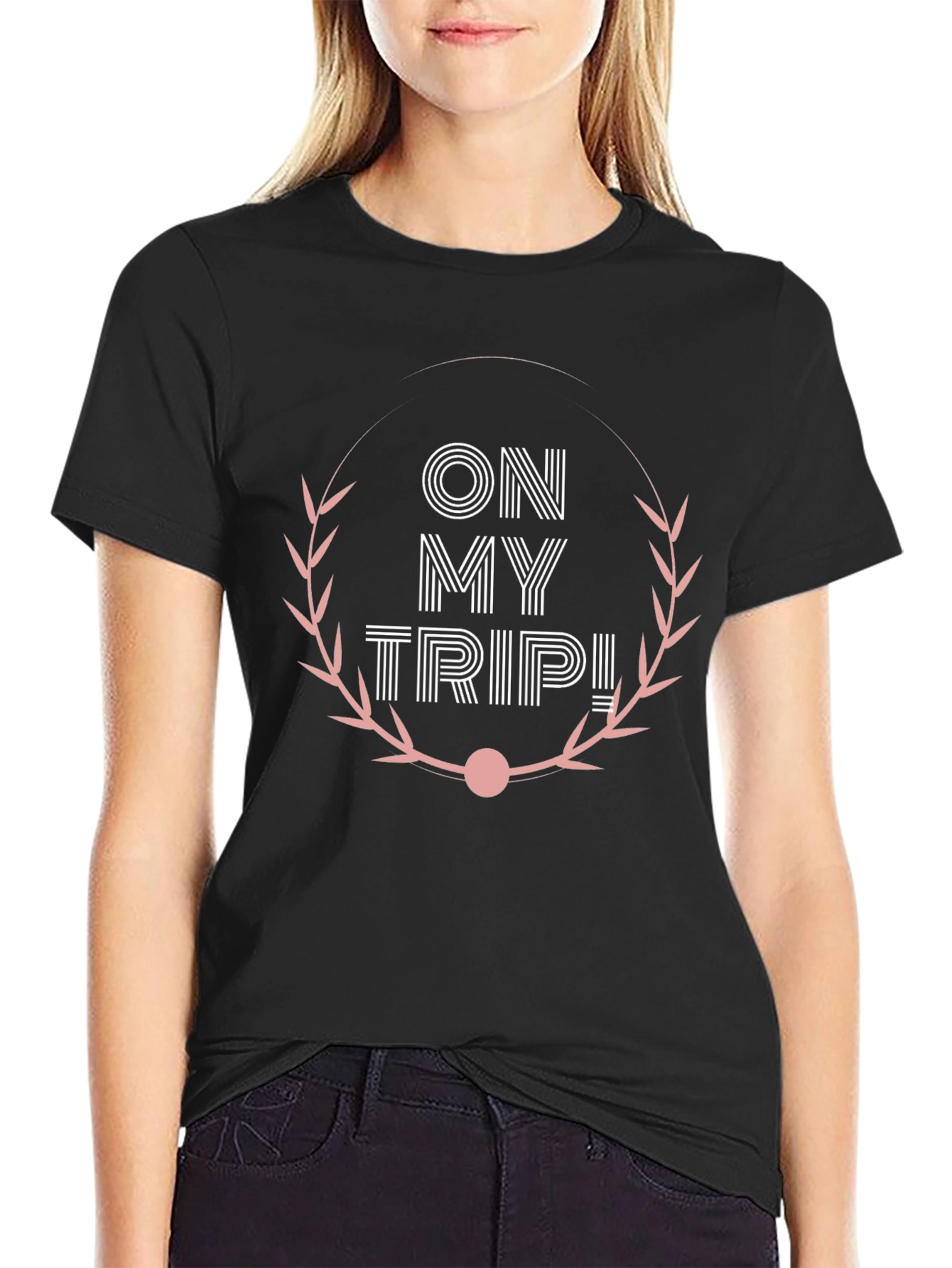 On My Trip! Graphic Tee - Black Cotton T-Shirt