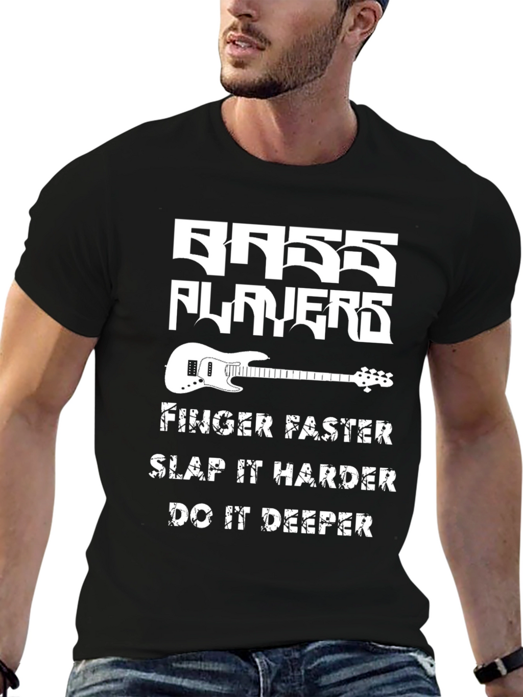 Bass Players T-Shirt - Finger Faster Slap Harder