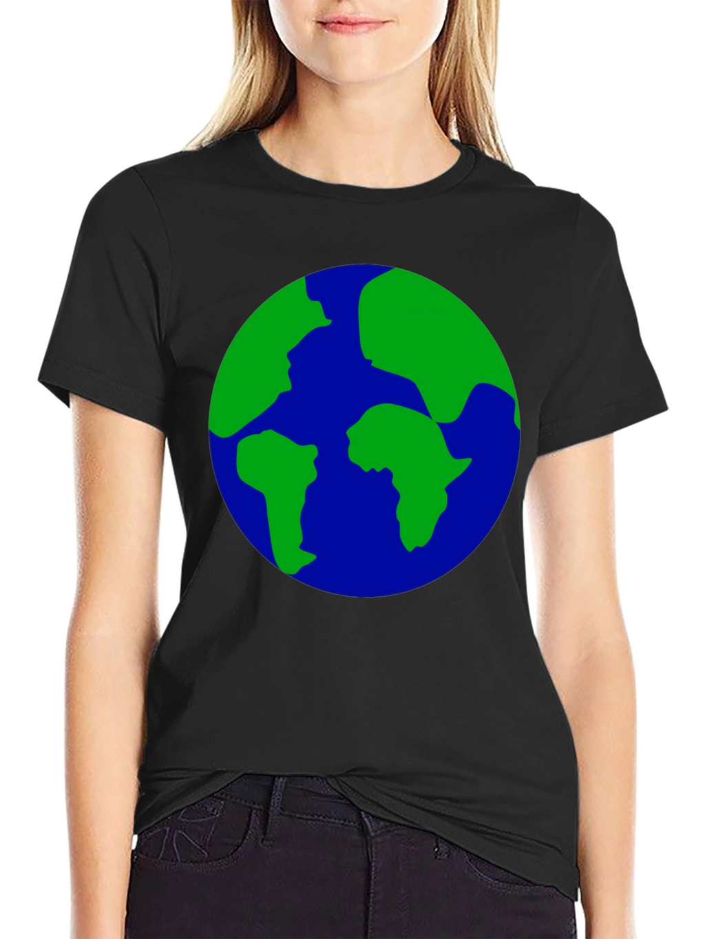 Earth Globe Graphic Print Black T-Shirt