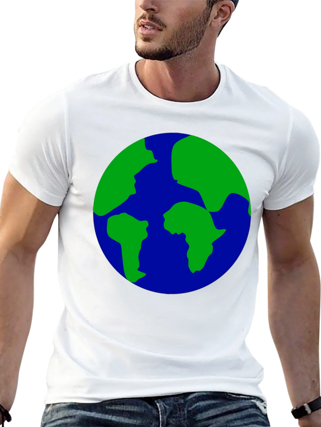 Earth Globe Graphic Print Black T-Shirt