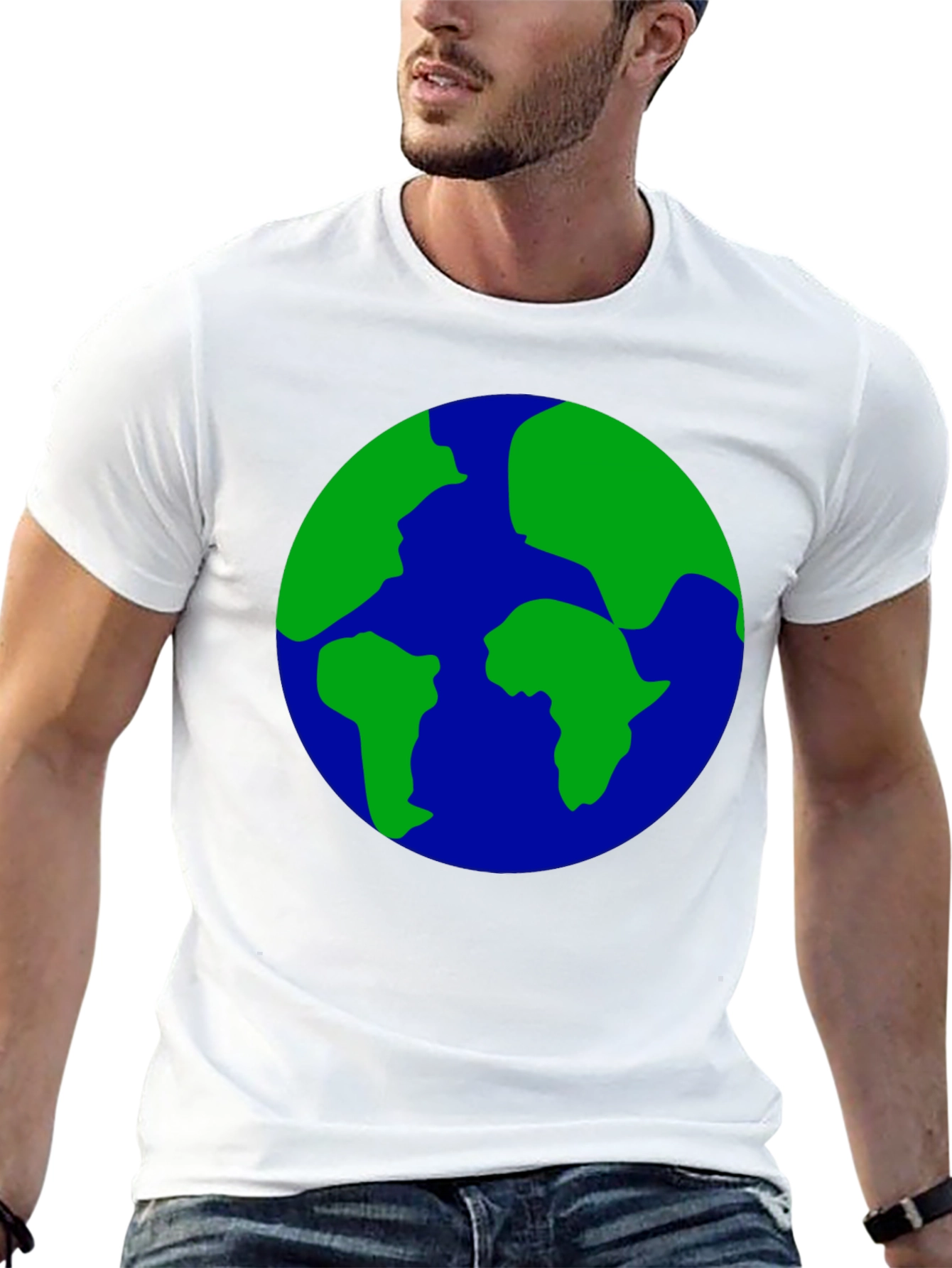 Earth Globe Graphic Print Black T-Shirt