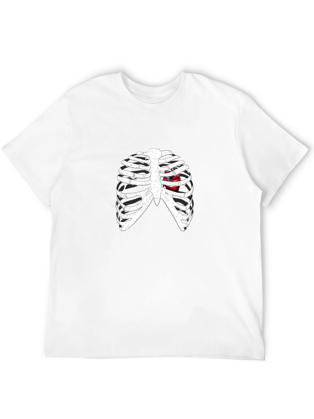Rib Cage Heart Graphic Black T-Shirt