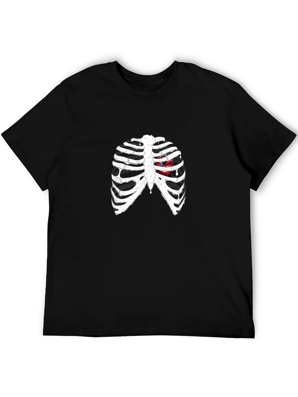 Rib Cage Heart Graphic Black T-Shirt