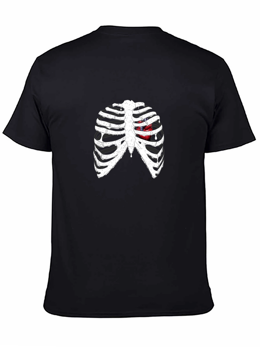Rib Cage Heart Graphic Black T-Shirt