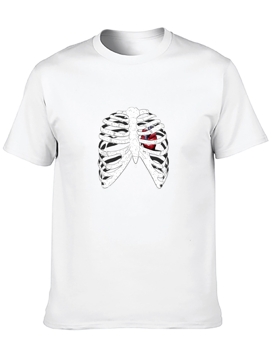 Rib Cage Heart Graphic Black T-Shirt