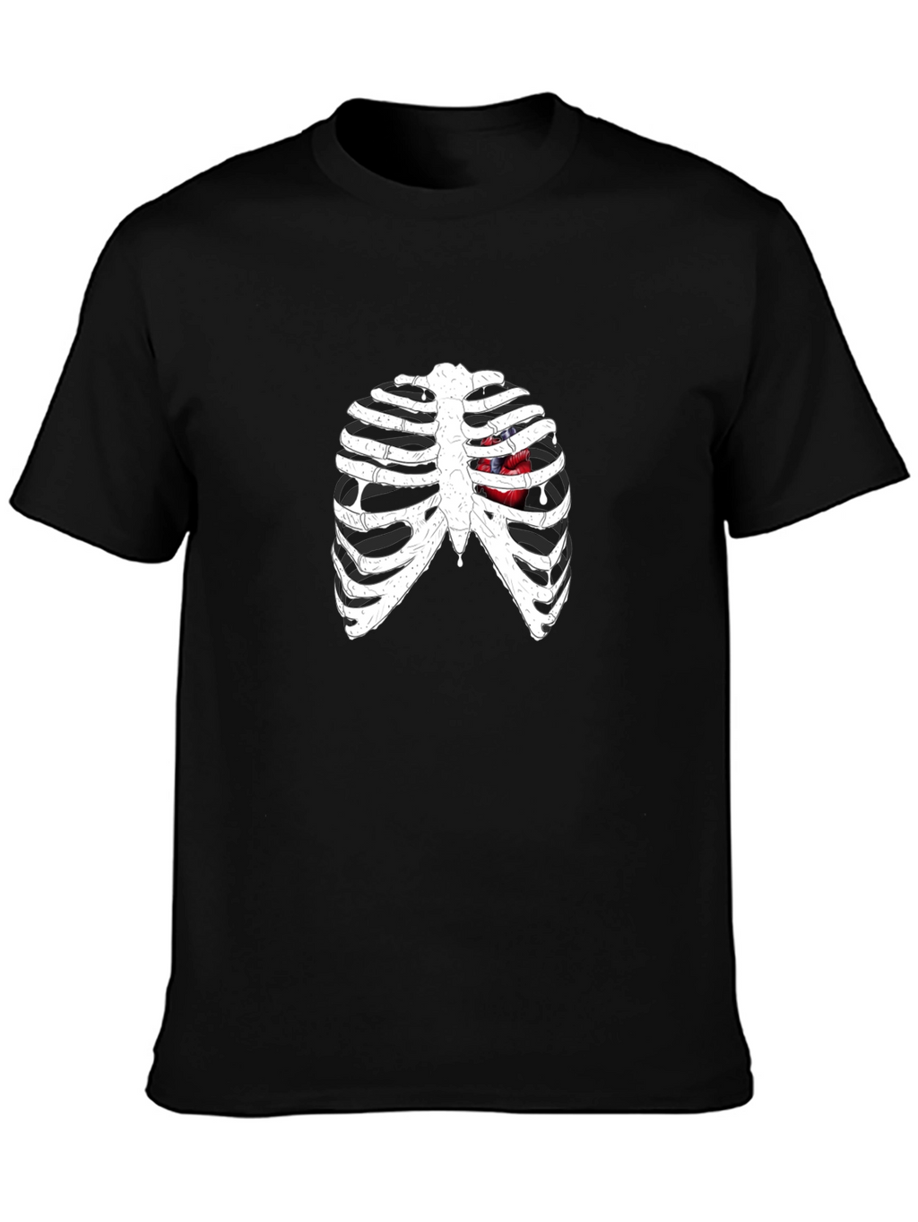 Rib Cage Heart Graphic Black T-Shirt