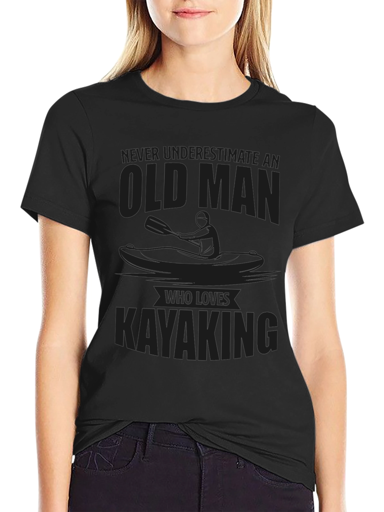 Old Man Kayaking Graphic T-Shirt - Funny Kayak Lover Tee