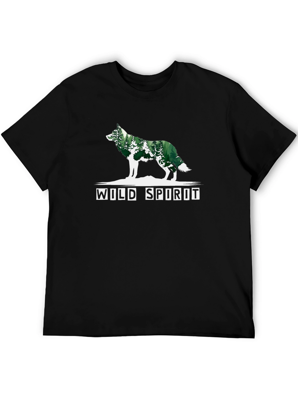Wild Spirit Wolf Forest Graphic Tee - Black