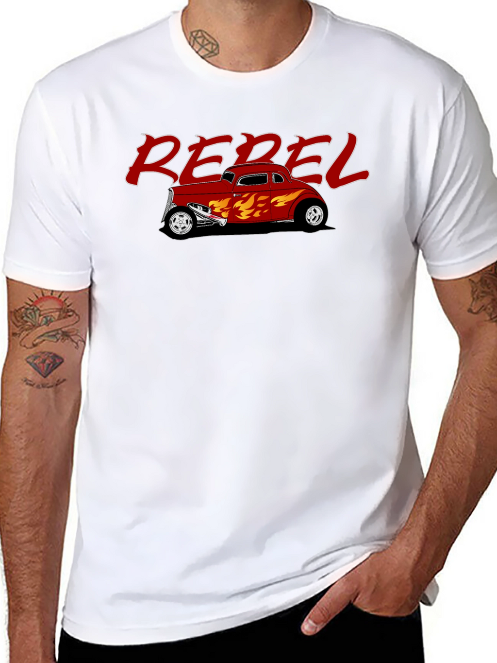 Rebel Hot Rod Flames Graphic T-Shirt