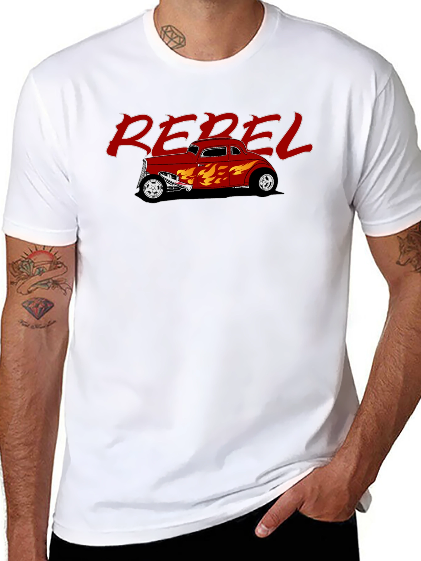 Rebel Hot Rod Flames Graphic T-Shirt