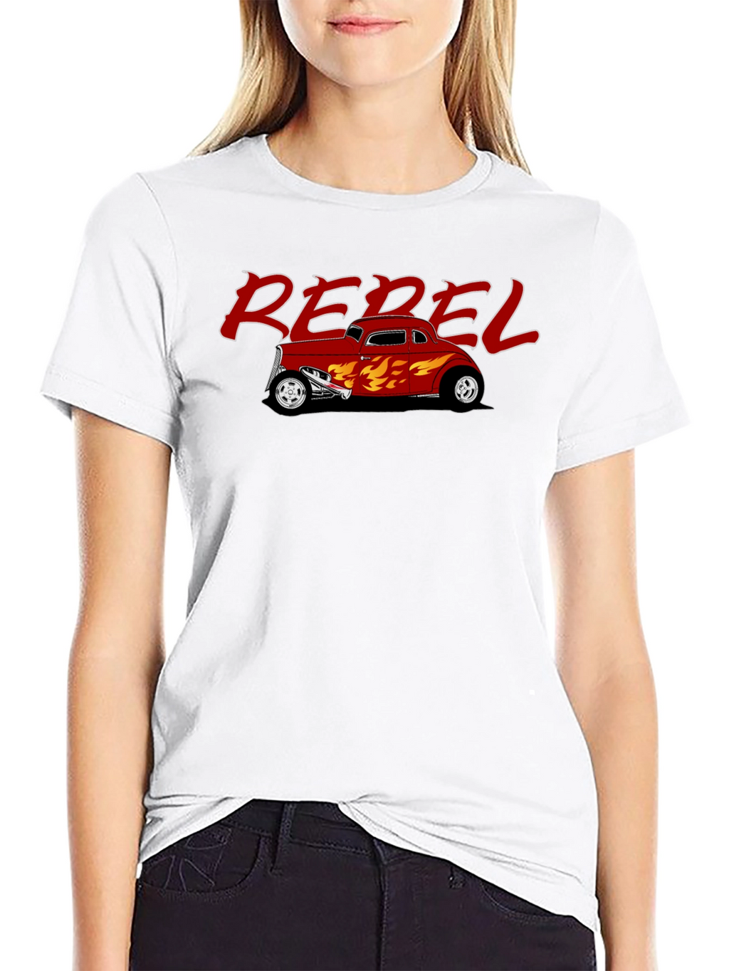 Rebel Hot Rod Flames Graphic T-Shirt