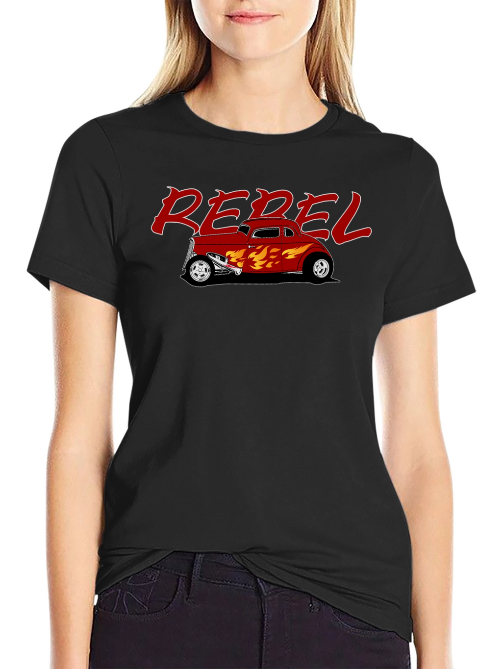 Rebel Hot Rod Flames Graphic T-Shirt