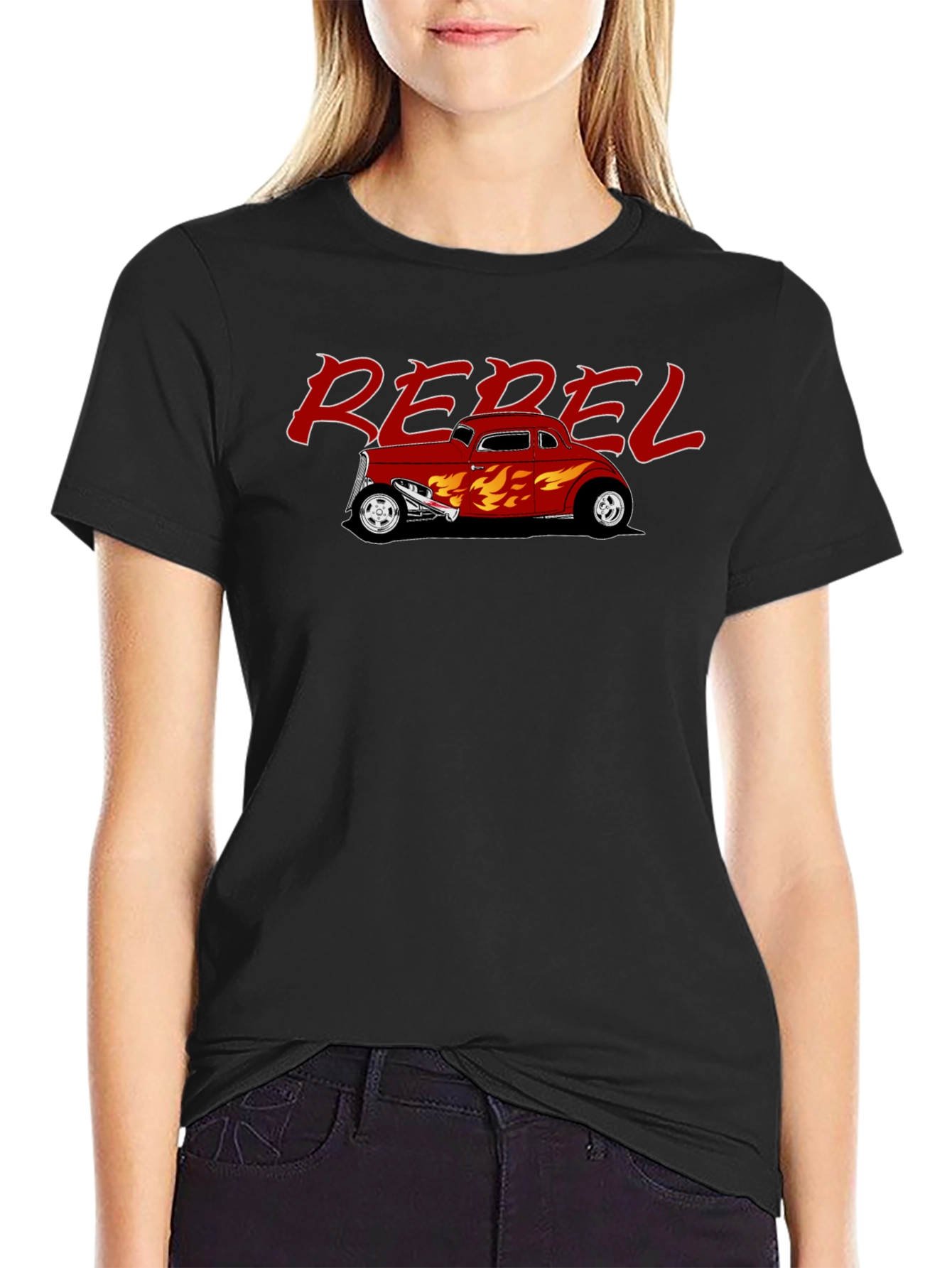 Rebel Hot Rod Flames Graphic T-Shirt