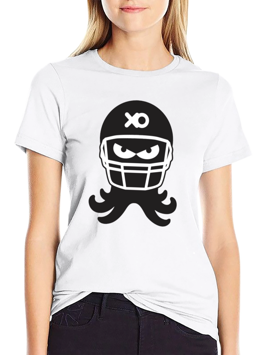 Black Football Helmet Graphic Tee