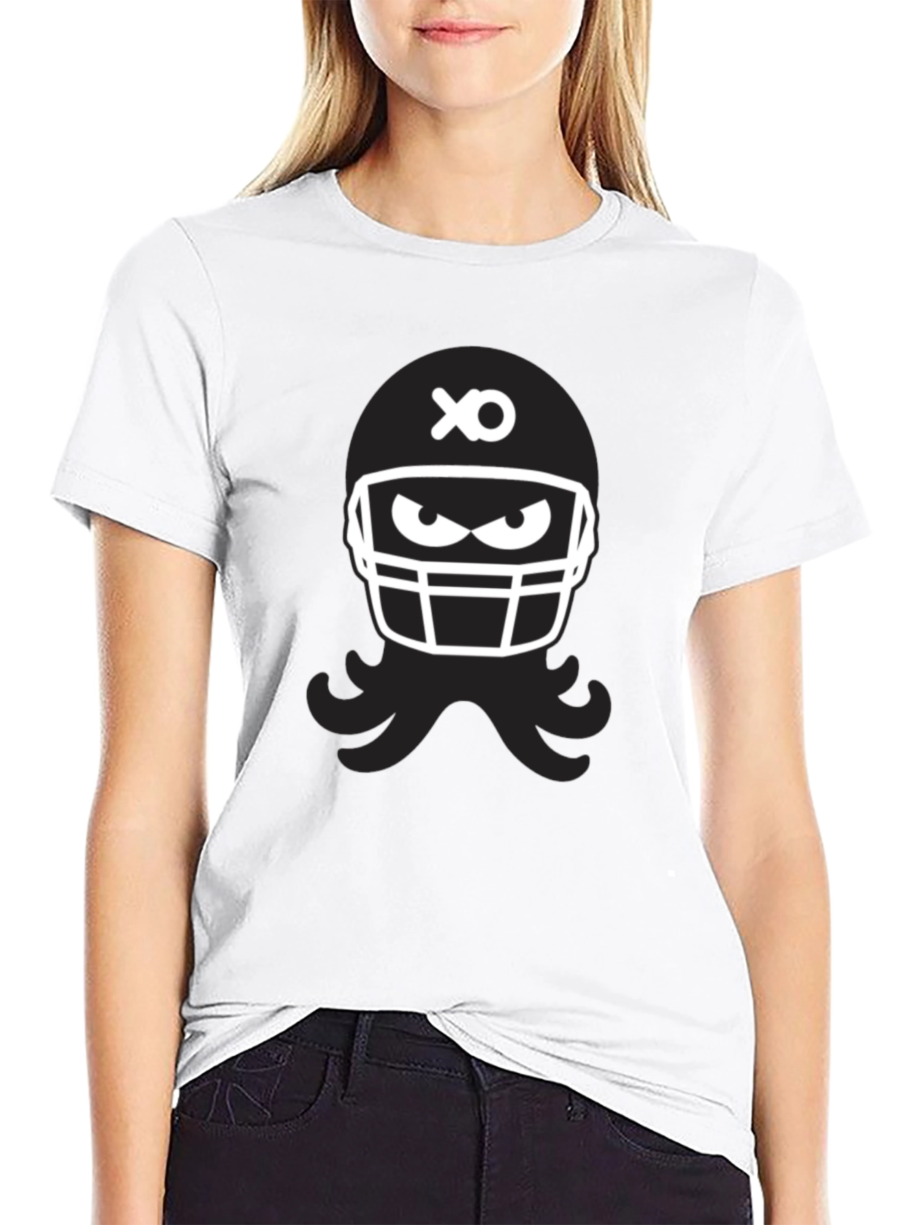 Black Football Helmet Graphic Tee