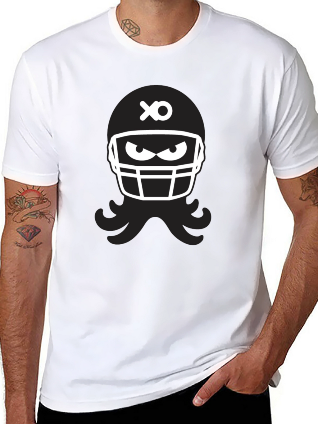 Black Football Helmet Graphic Tee