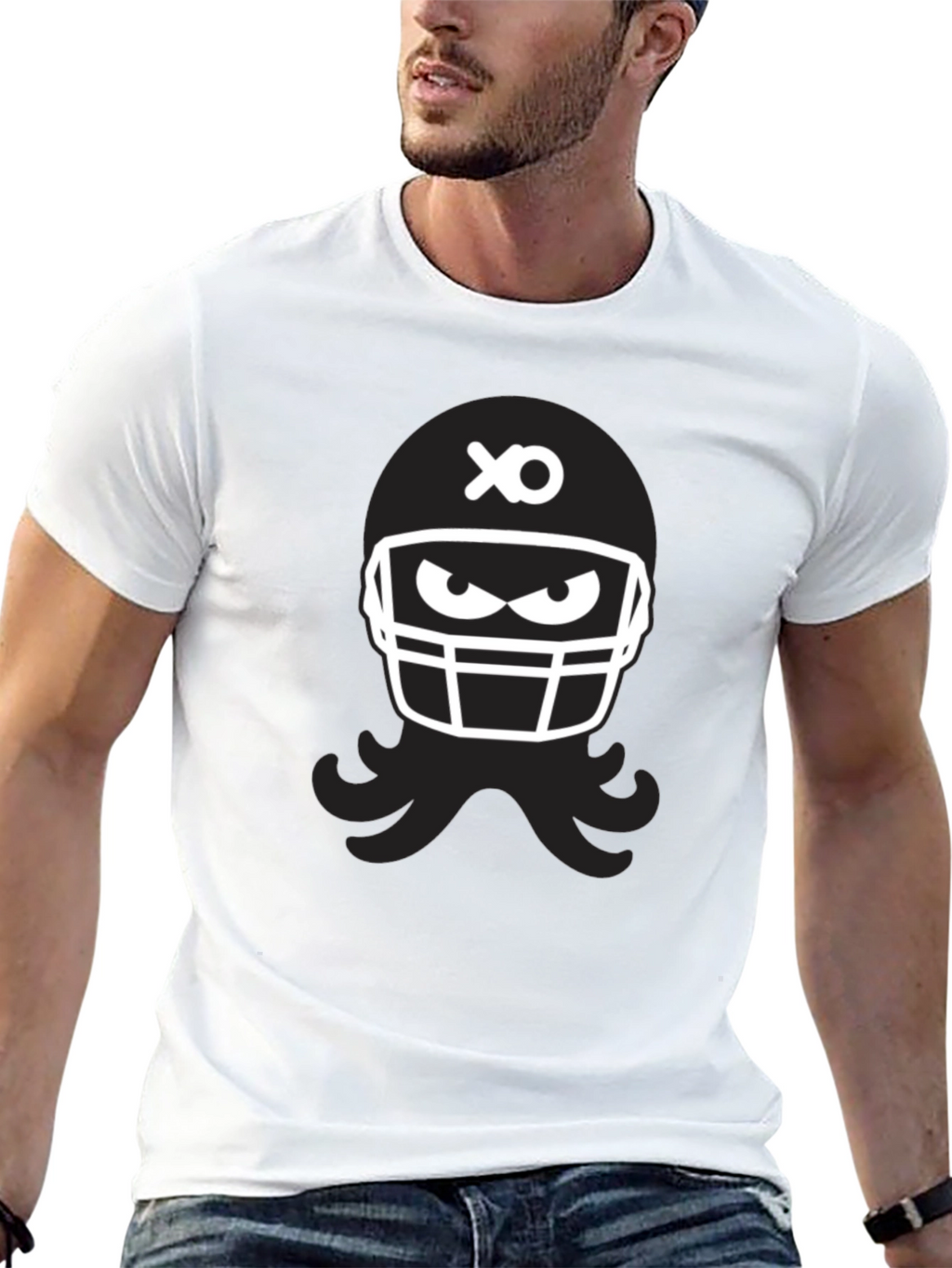Black Football Helmet Graphic Tee