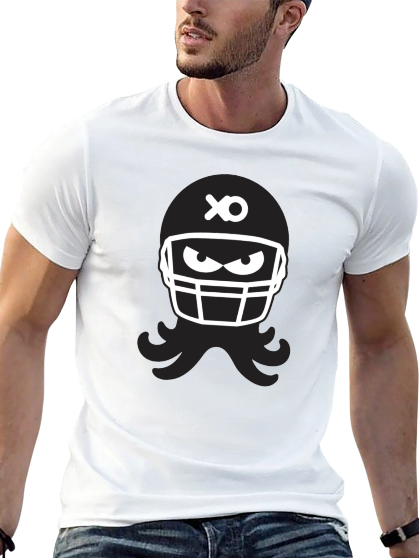 Black Football Helmet Graphic Tee