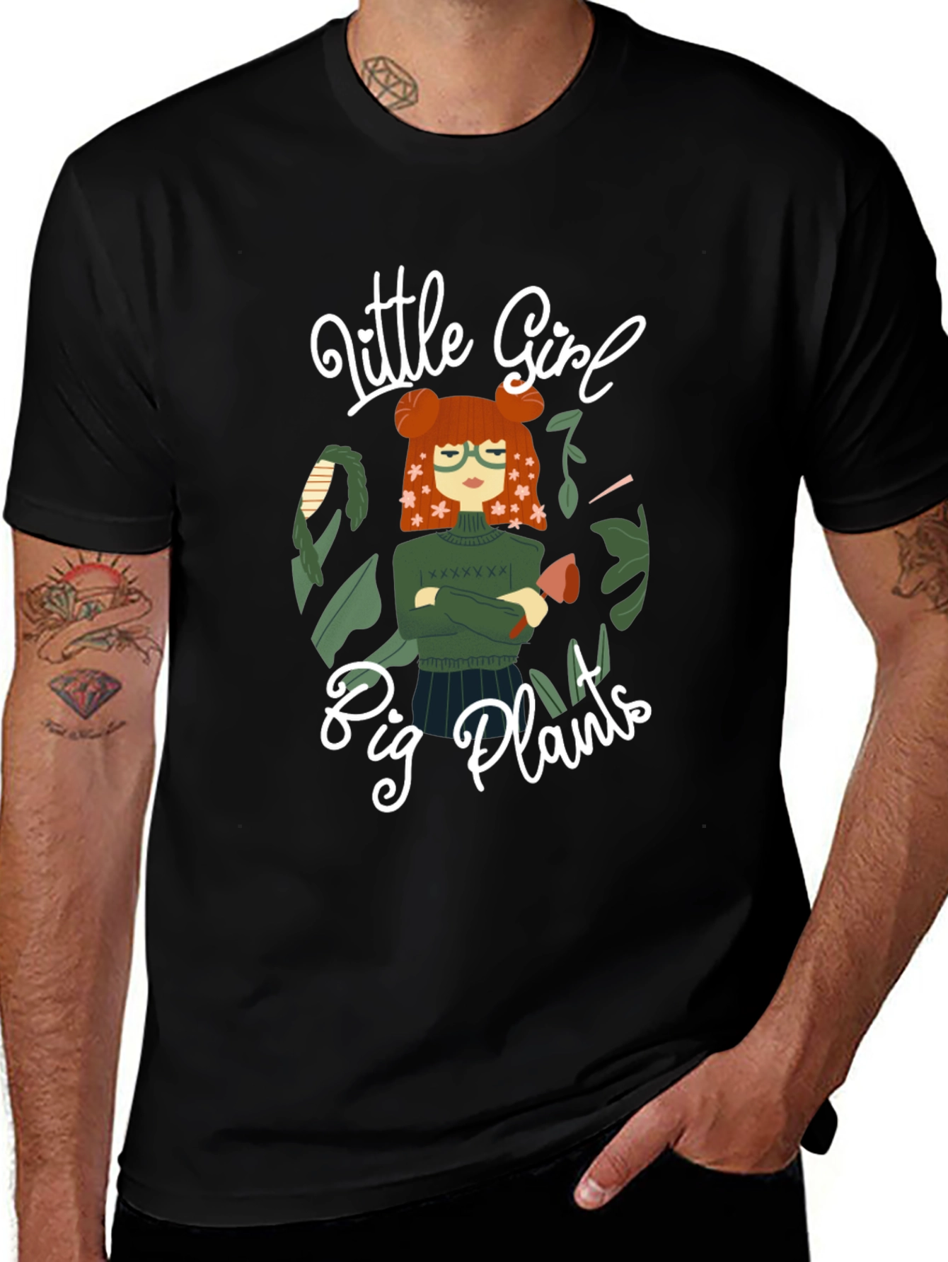 Little Girl Big Plants Graphic Tee