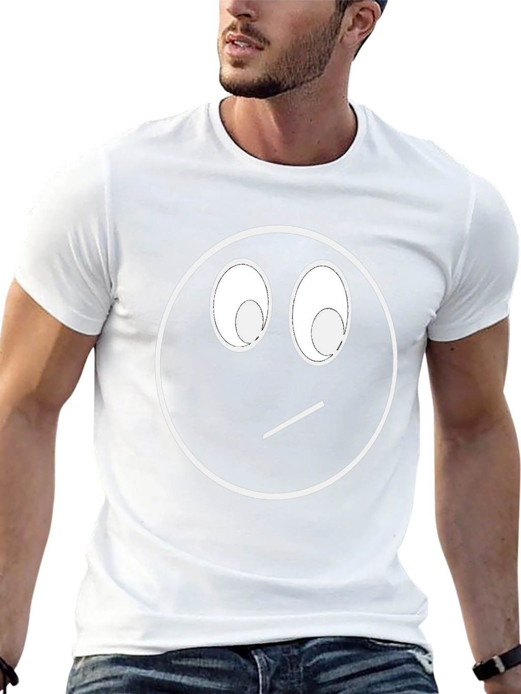 Funny Skeptical Smiley Face Graphic T-Shirt