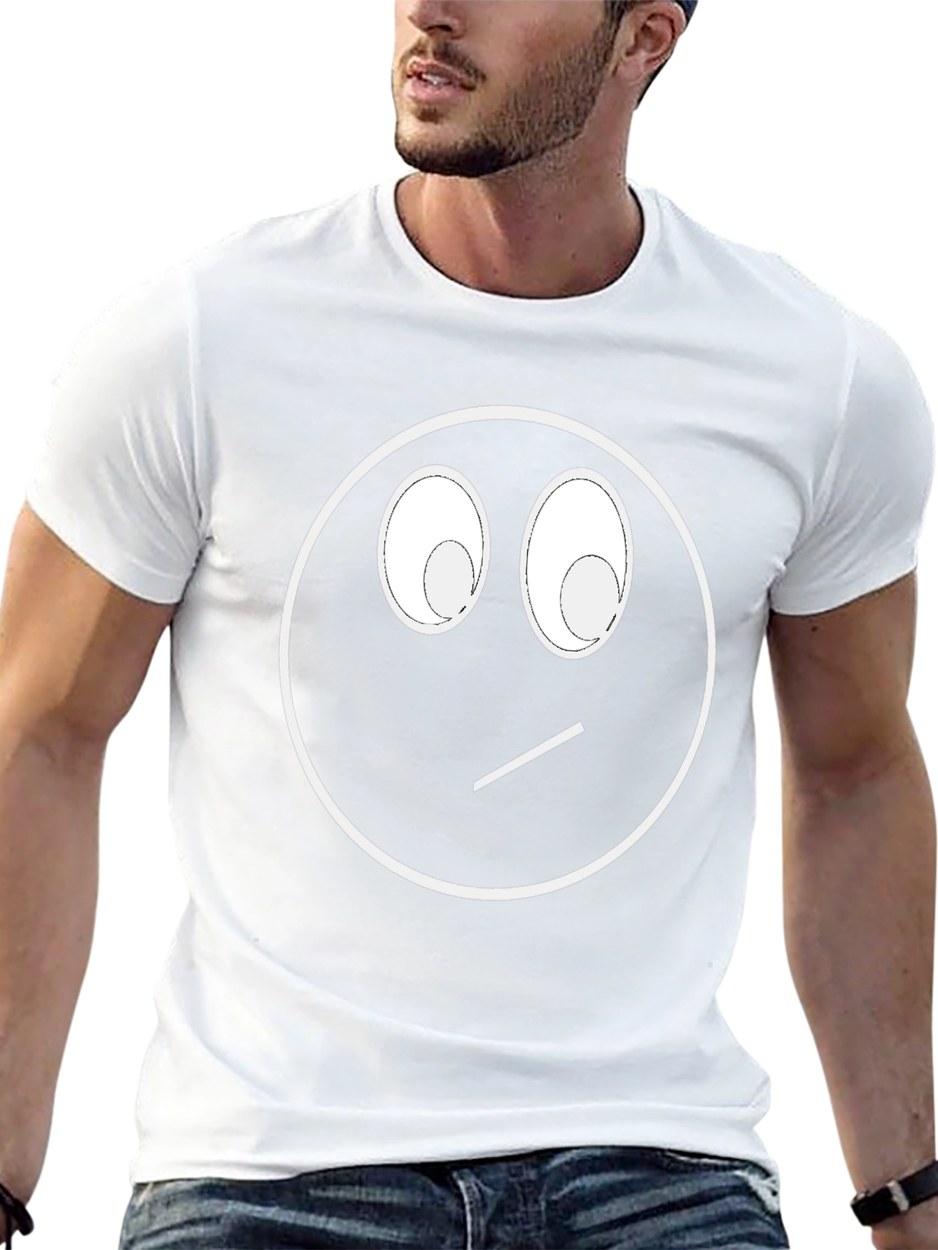 Funny Skeptical Smiley Face Graphic T-Shirt