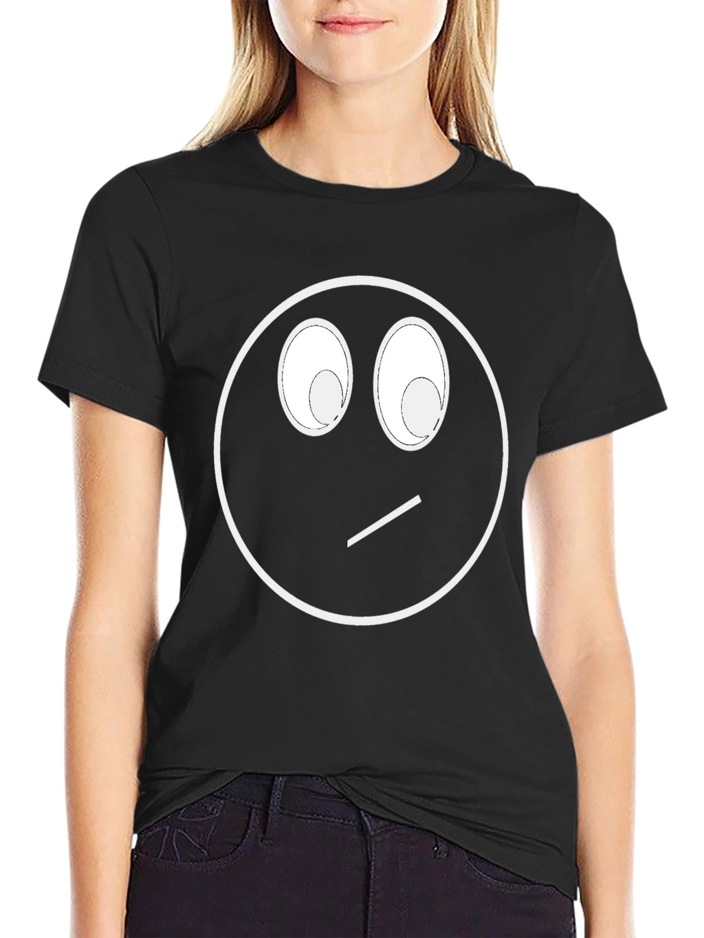 Funny Skeptical Smiley Face Graphic T-Shirt