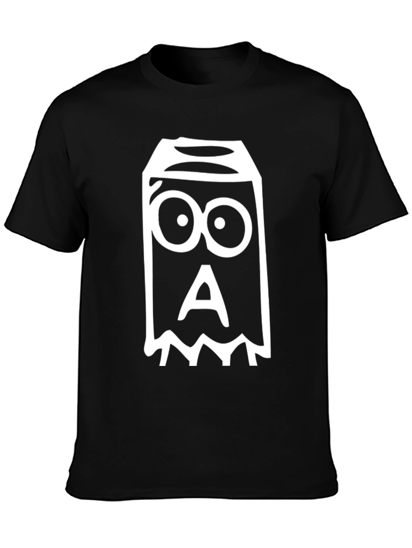 Spooky Cartoon Ghost T-Shirt - Black