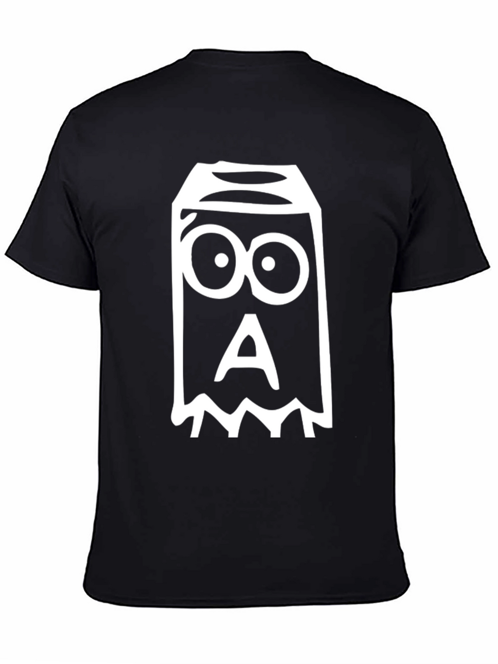 Spooky Cartoon Ghost T-Shirt - Black