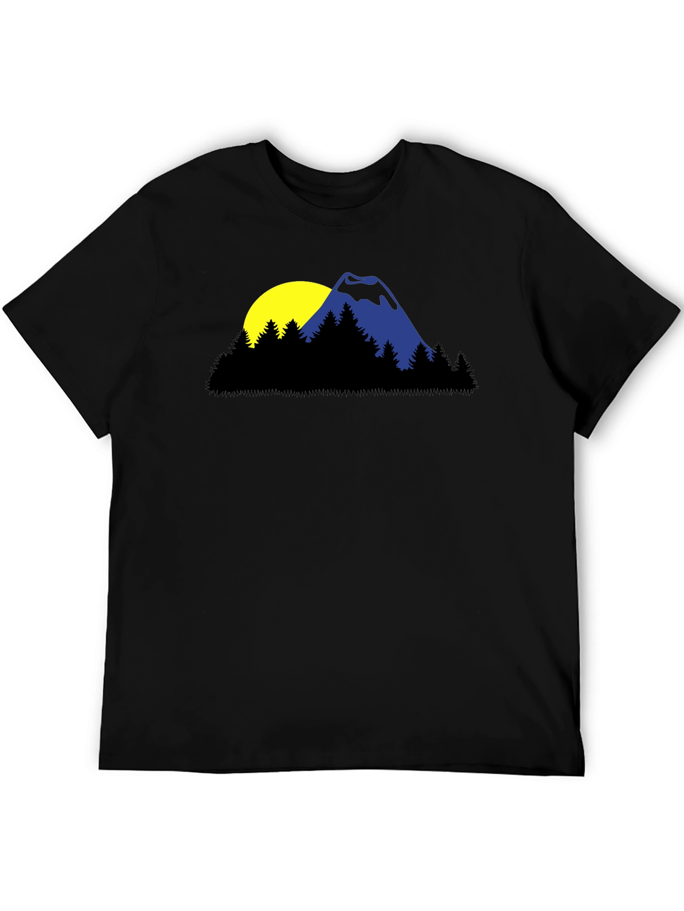 Mountain Sunset Graphic Tee - Black Cotton Blend Shirt