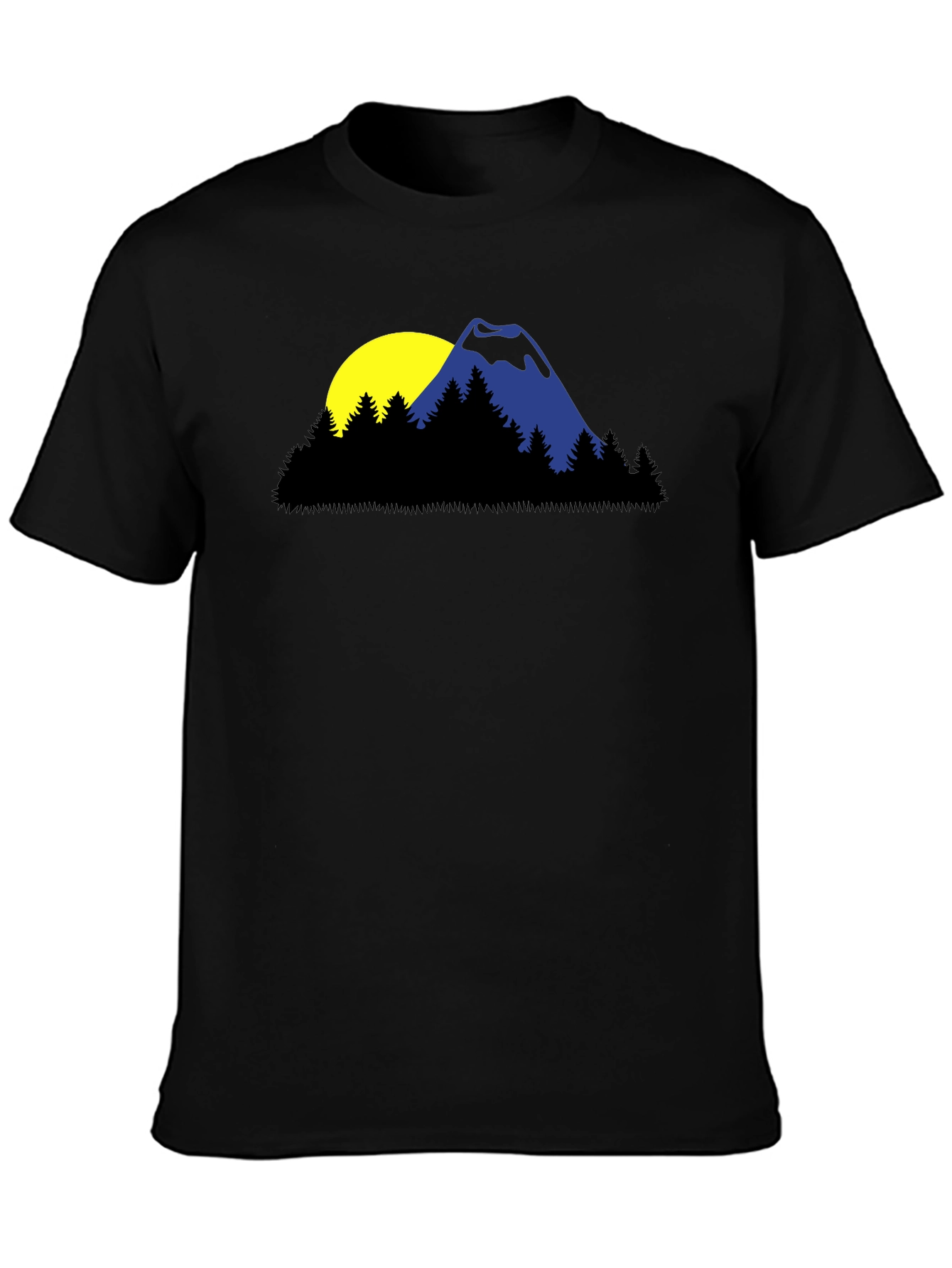 Mountain Sunset Graphic Tee - Black Cotton Blend Shirt