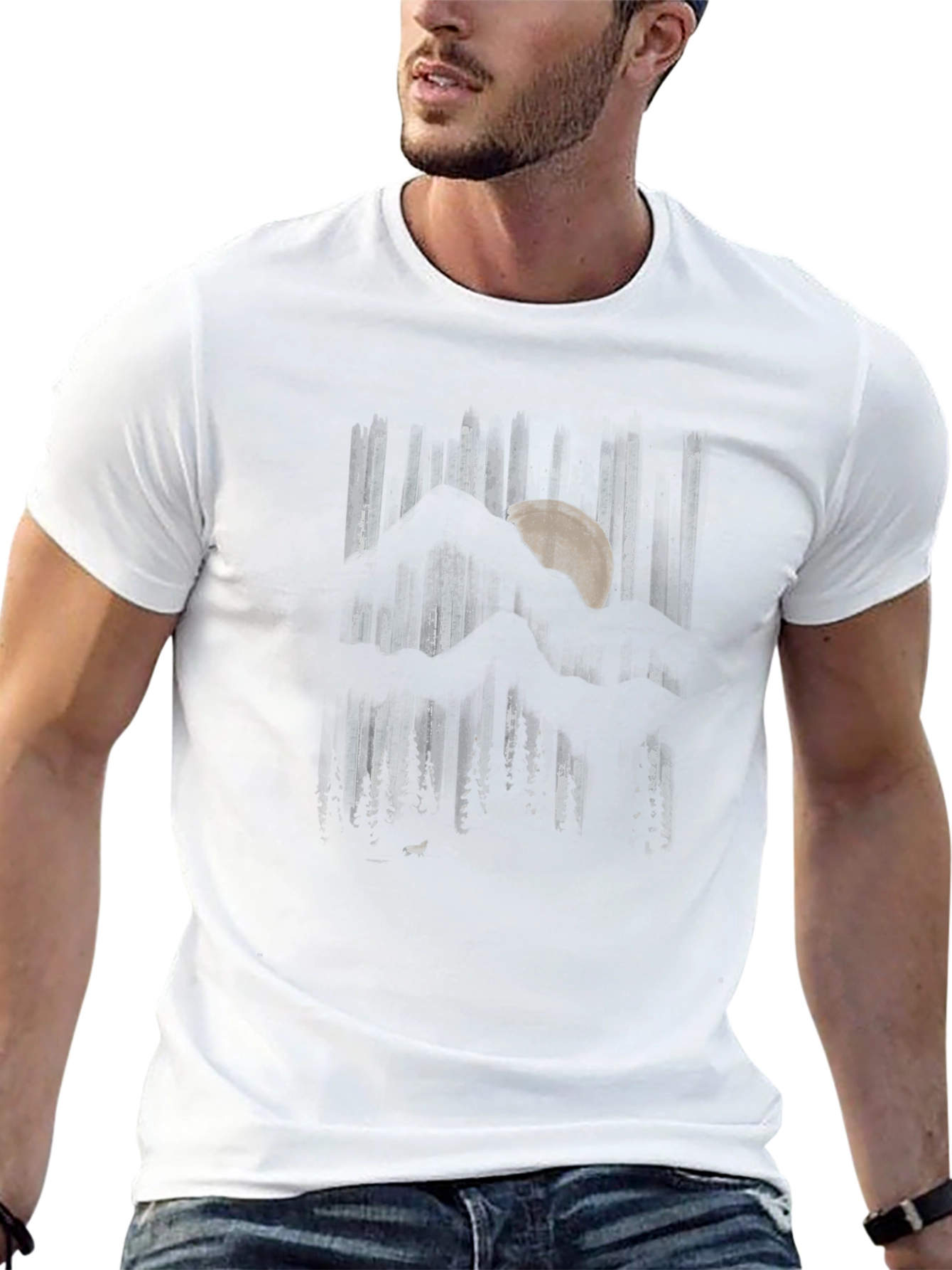 Mountain Moon Graphic Black T-Shirt
