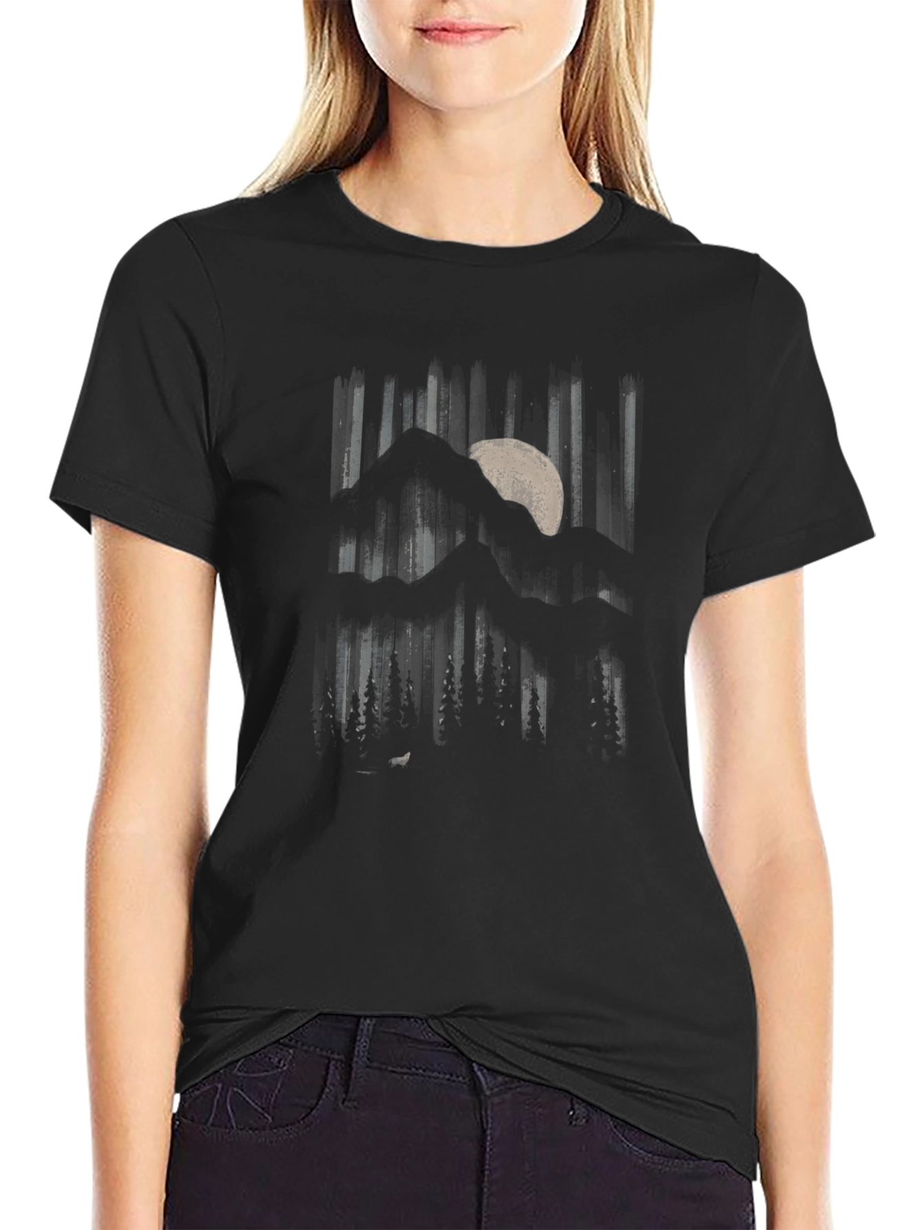 Mountain Moon Graphic Black T-Shirt