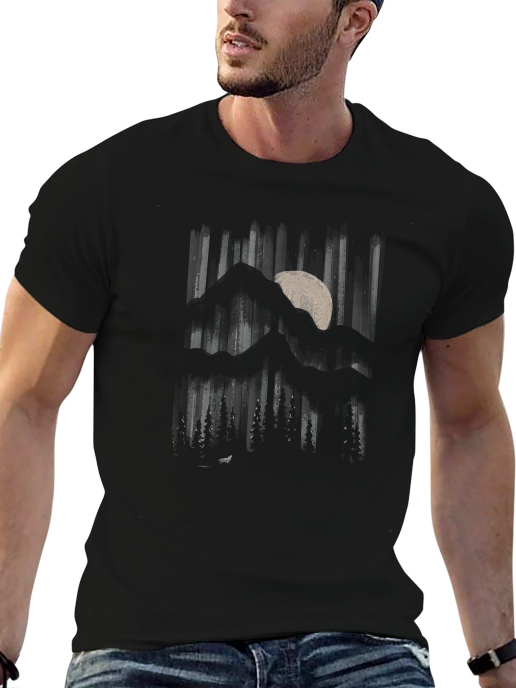 Mountain Moon Graphic Black T-Shirt