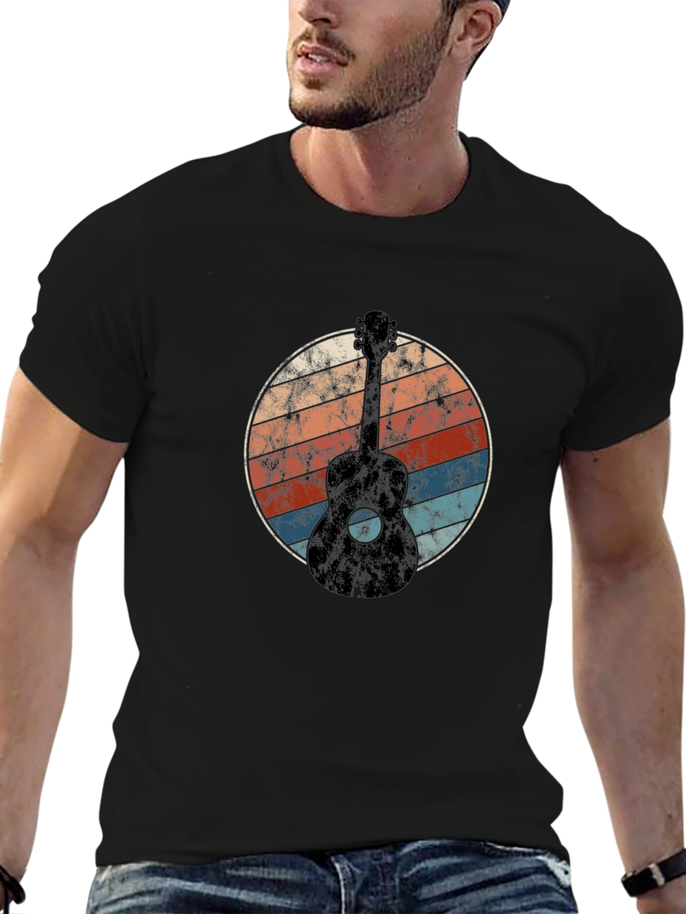 Retro Guitar T-Shirt - Vintage Style Music Tee