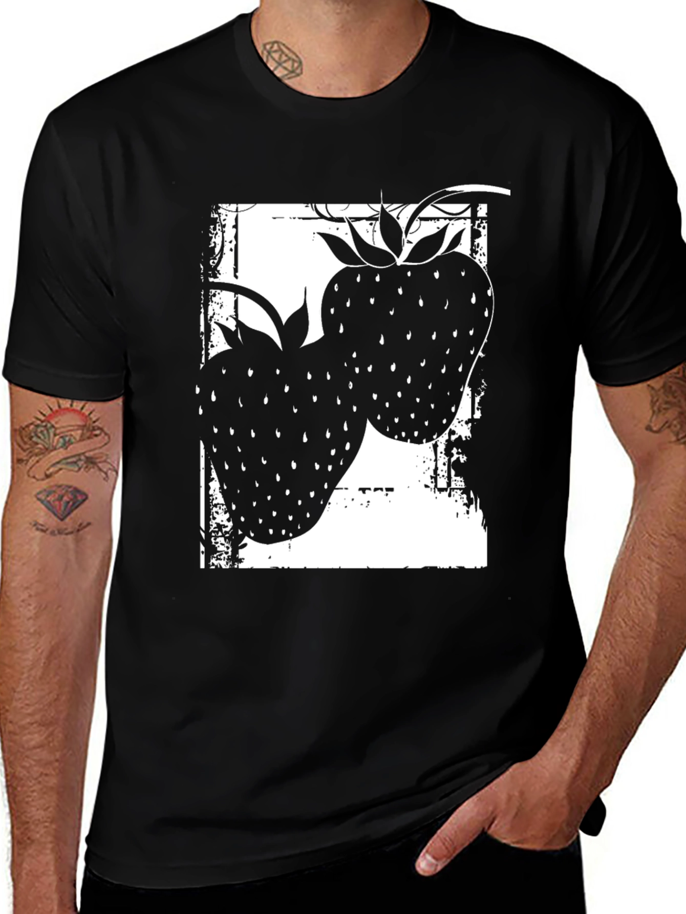 Strawberry Graphic Tee - Black Unisex T-Shirt