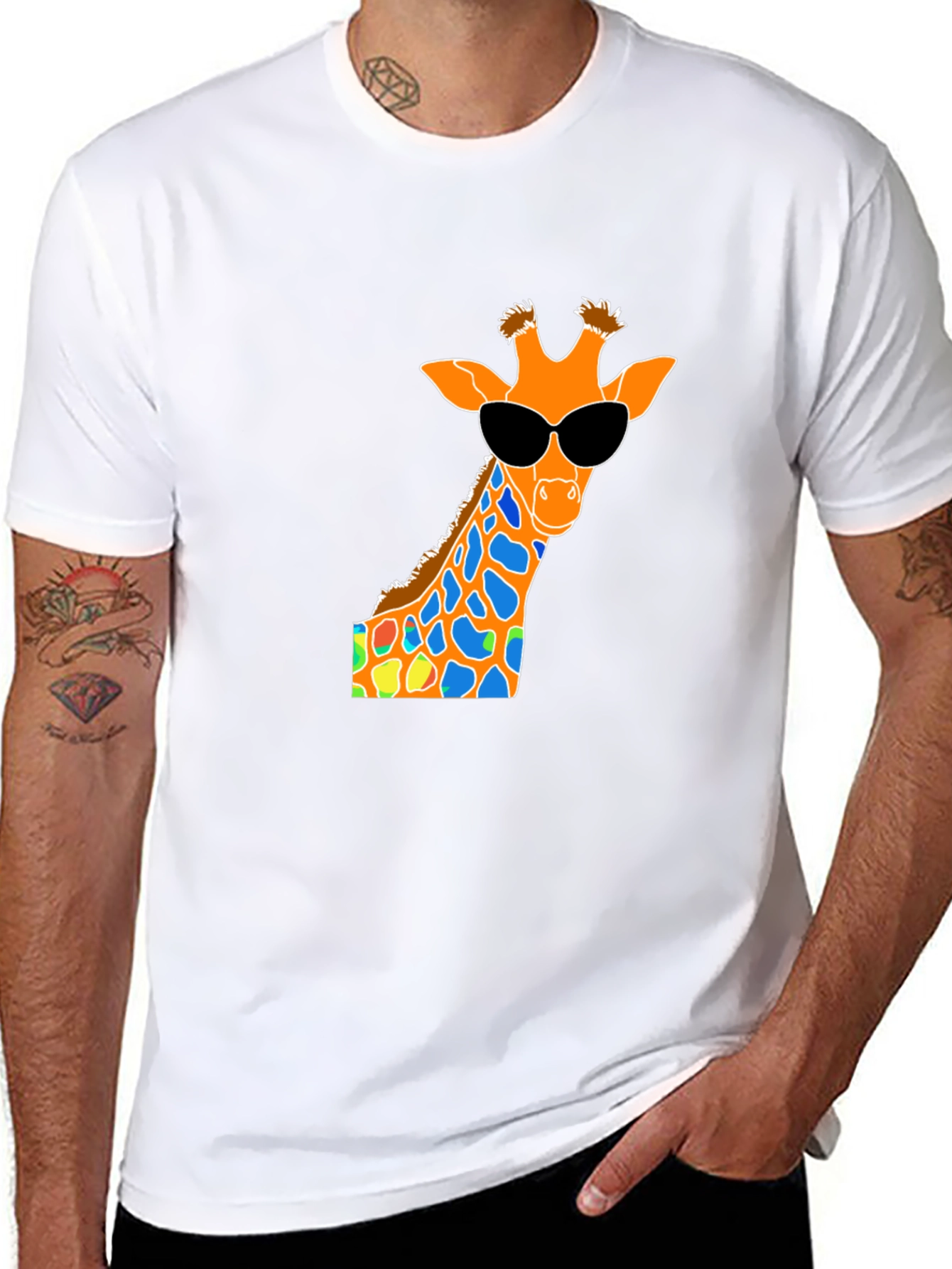 Cool Giraffe Graphic Tee - Black Cotton T-Shirt