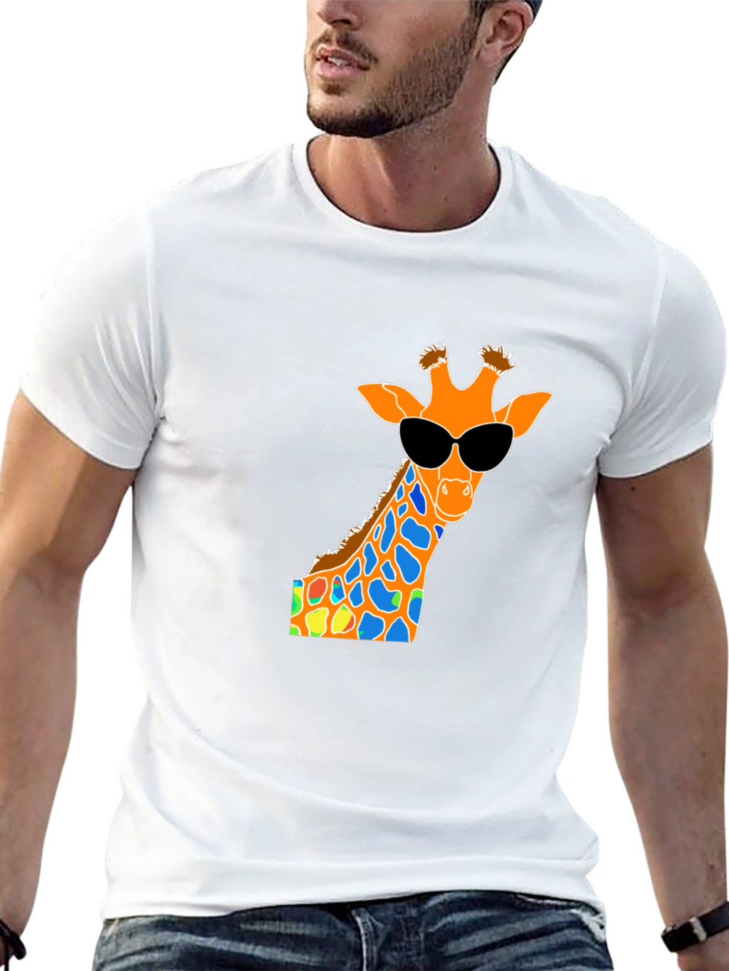 Cool Giraffe Graphic Tee - Black Cotton T-Shirt