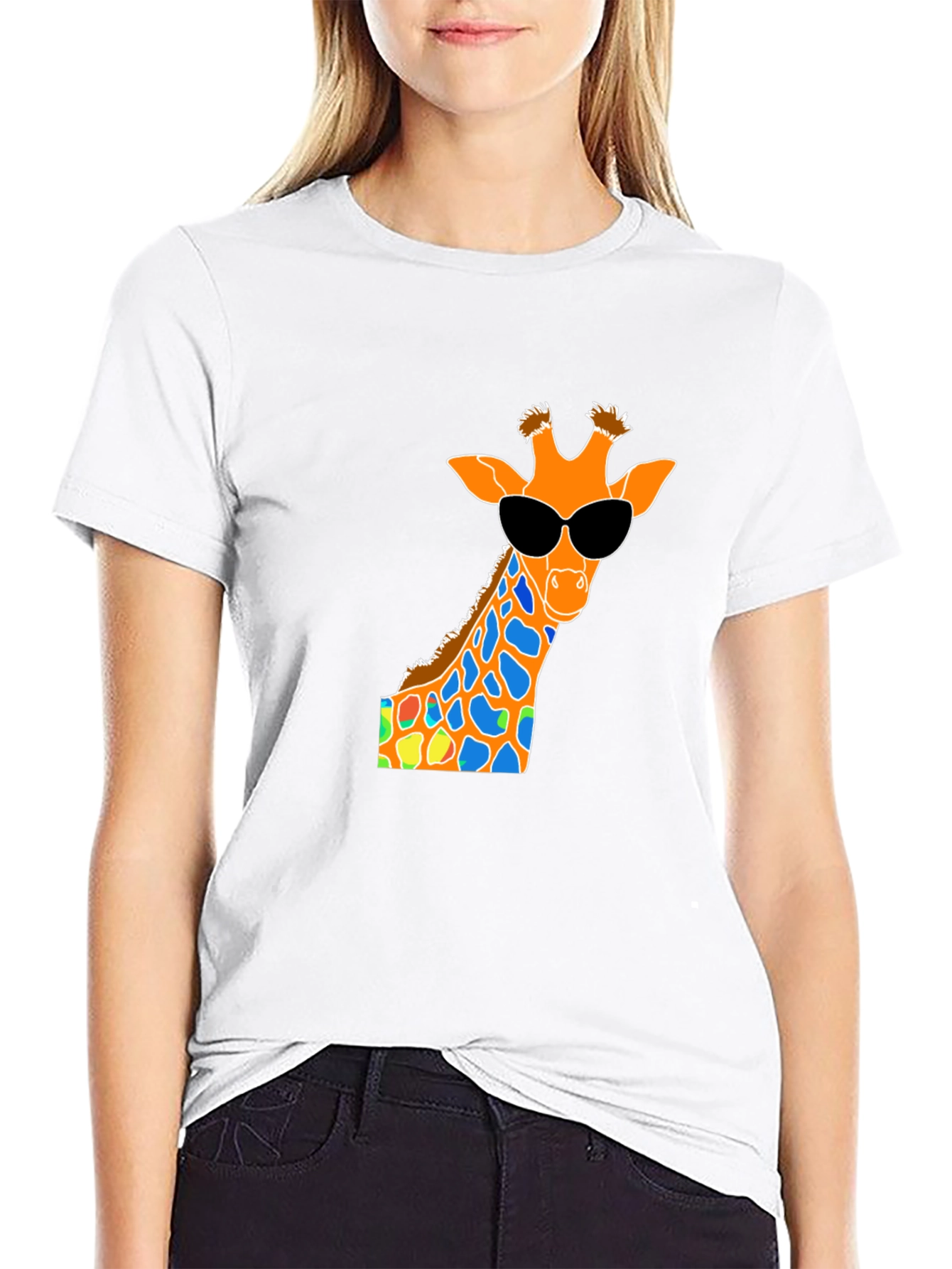 Cool Giraffe Graphic Tee - Black Cotton T-Shirt