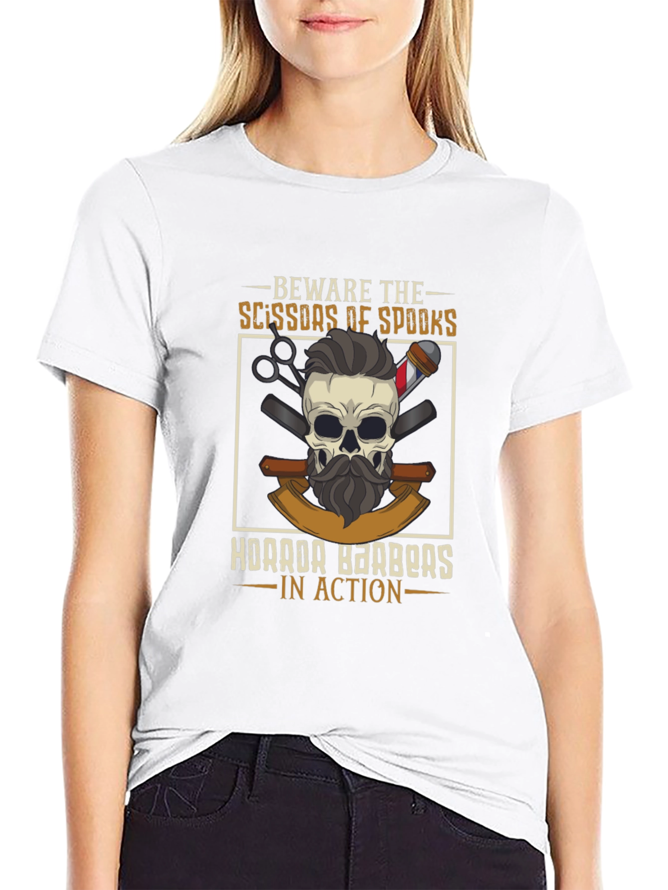 Beware The Scissors of Spooks Barber T-Shirt
