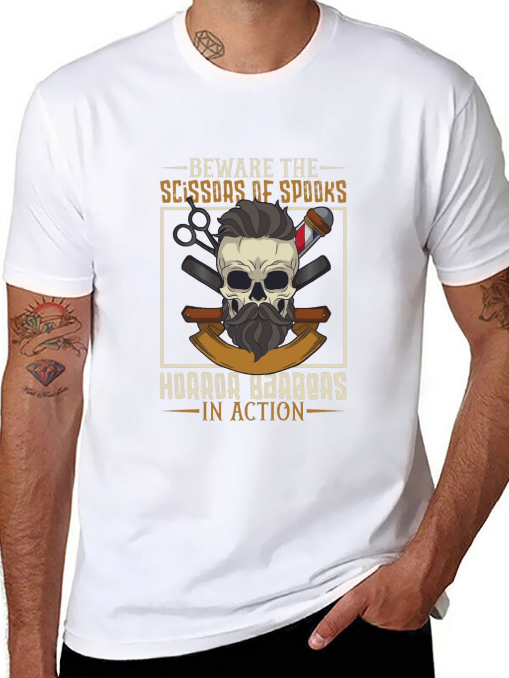 Beware The Scissors of Spooks Barber T-Shirt