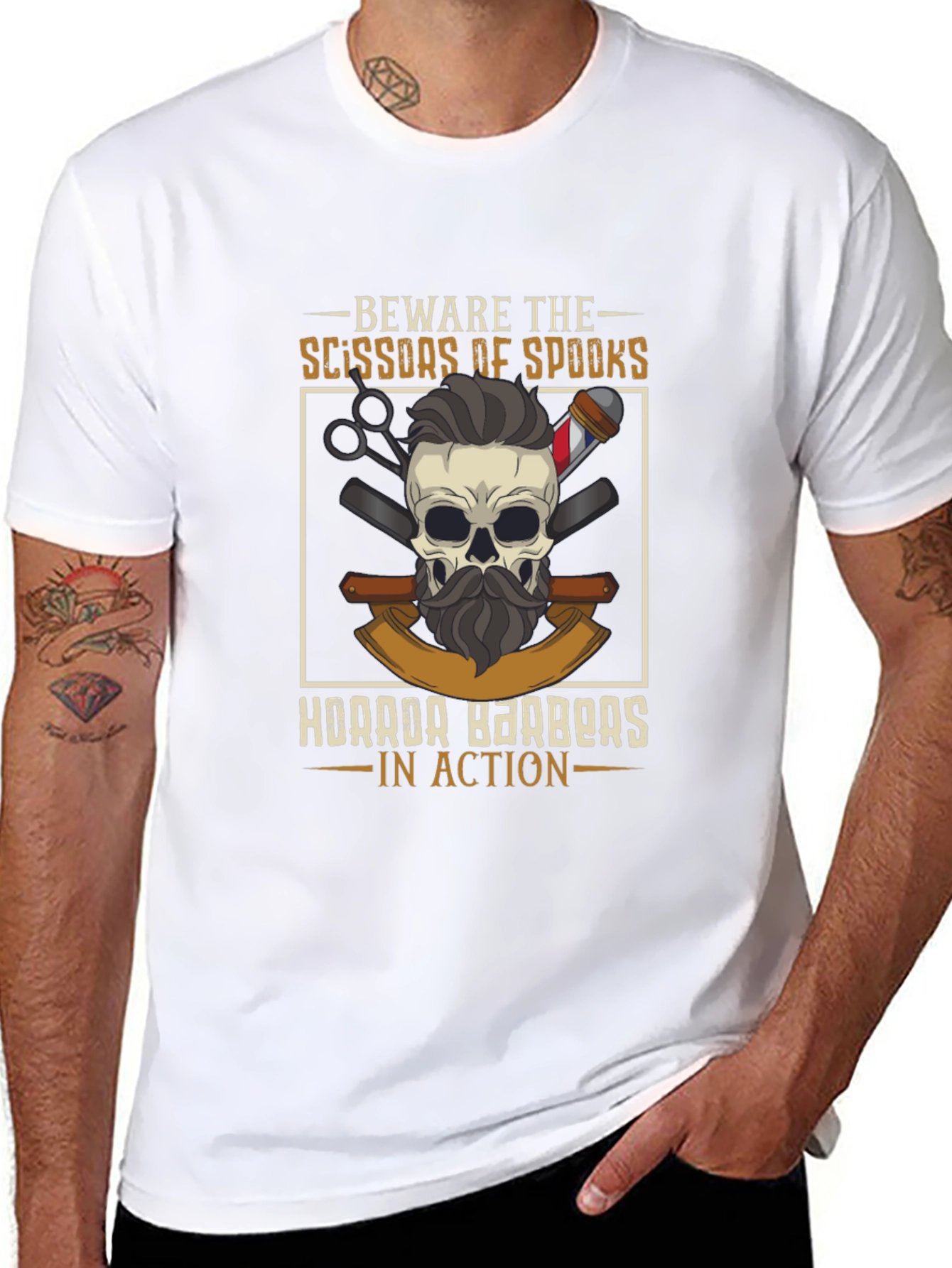 Beware The Scissors of Spooks Barber T-Shirt