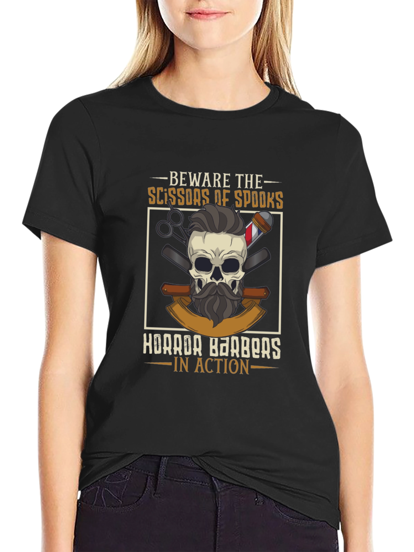 Beware The Scissors of Spooks Barber T-Shirt
