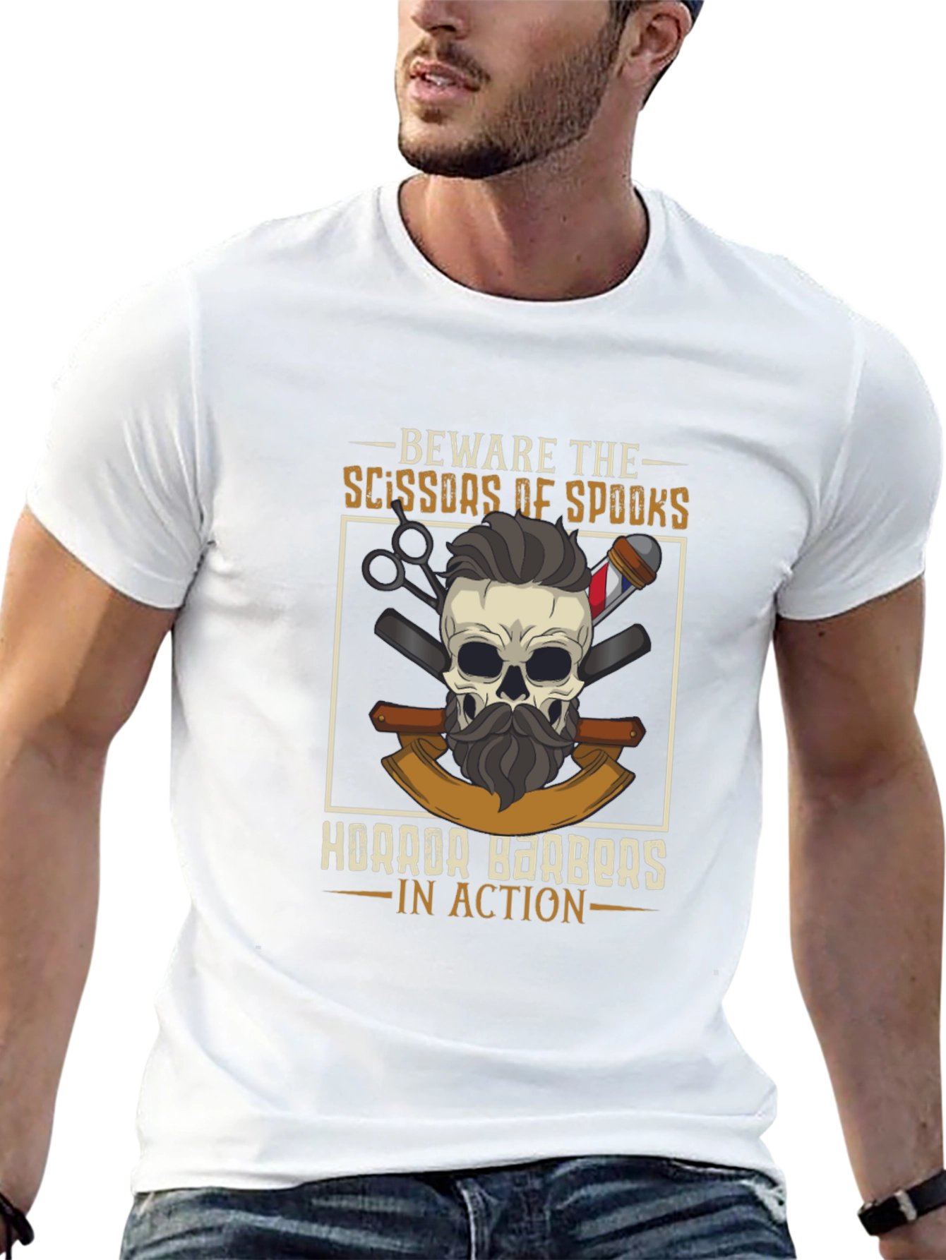 Beware The Scissors of Spooks Barber T-Shirt