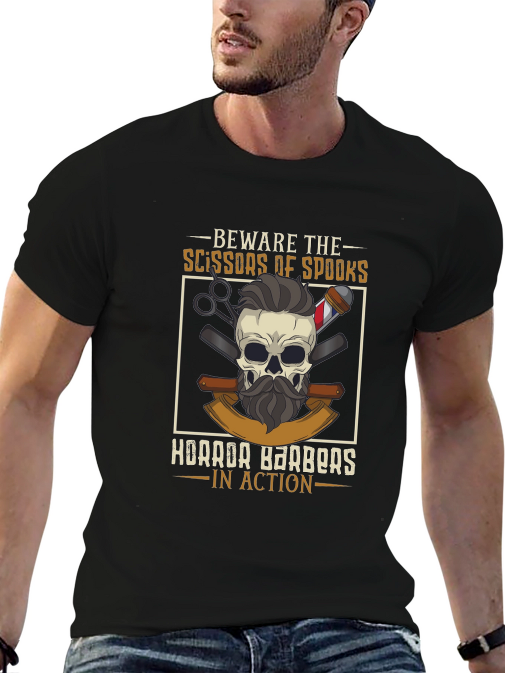 Beware The Scissors of Spooks Barber T-Shirt