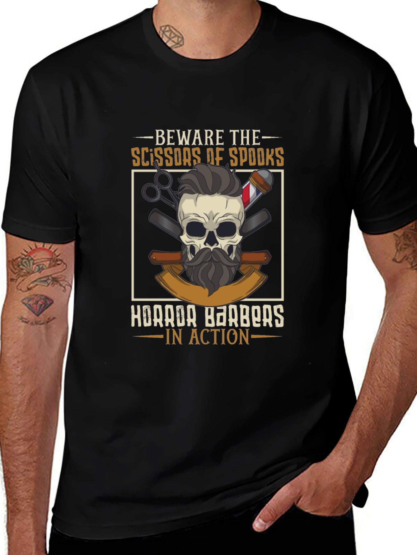 Beware The Scissors of Spooks Barber T-Shirt